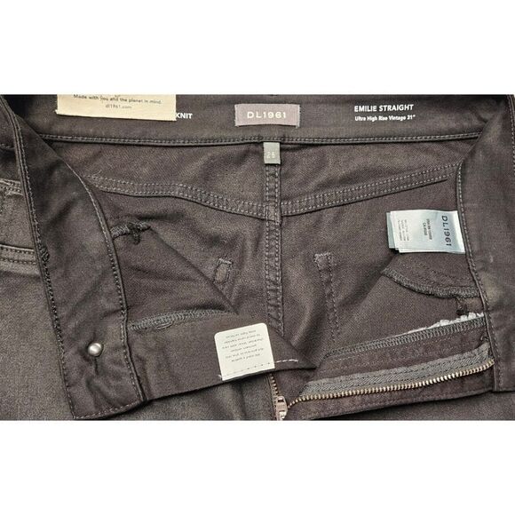 DL1961 Emile black Straight Ultimate knit Ultra High- Rise Vintage 31" Jeans - Picture 3 of 16